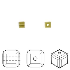 Bead 12pk khaki, Crystal Passions&reg; 4mm cube 5601