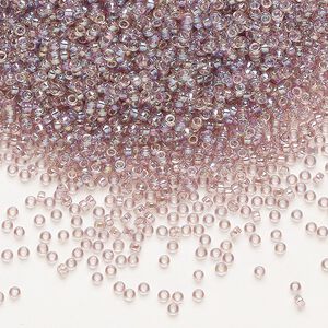 Seed bead, Miyuki, glass, pkg/35g, #15 rocaille, translucent rainbow smoky amethyst (RR-256).