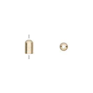 Cord end 1pkg100 gold-plated, 6.5x4mm / 3mm inside diameter, brass