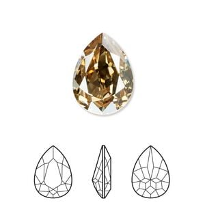 Fancy stone 1pk crystal golden shadow foil back, Crystal Passions&reg; 18x13mm pear 4320