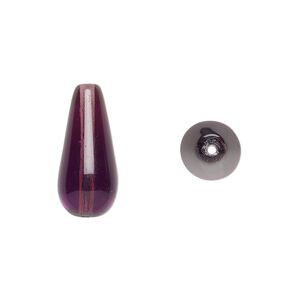 Bead, Czech pressed glass, amethyst purple, 20x9.5mm teardrop. Sold per 15-1/2" to 16" strand, approximately 20 beads.