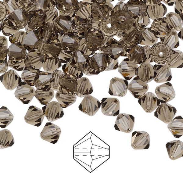Bead 576pk black diamond, Preciosa Czech crystal 5mm bicone image number 0
