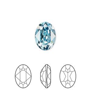 Fancy stone 144pk aquamarine foil back, Swarovski&reg; 14x10mm oval 4120