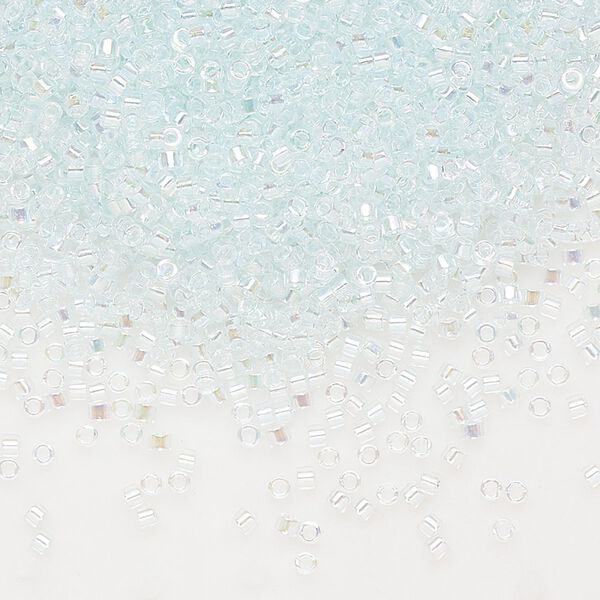 Seed bead, Delica&reg;, glass, pkg/250g, #11 round, translucent pale aqua-lined rainbow crystal clear (DB-0083). image number 0