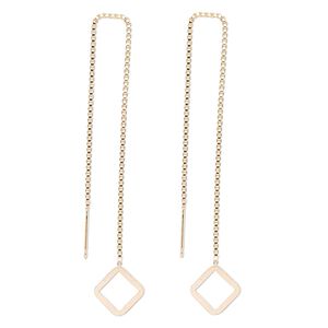 Ear thread, 14Kt gold-filled, 4-1/2 inch chain with 10.5x10.5mm diamond. Sold per pair.