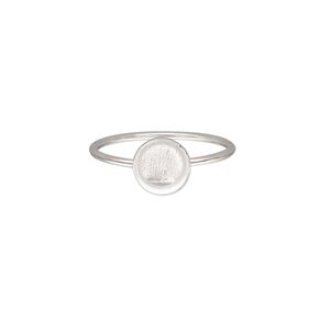 Ring, Almost Instant Jewelry&reg;, sterling silver, 1mm wide with 7mm round glue-in setting, size 7. Sold individually.