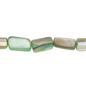 Mother-of-pearl shell 1pkg1, stick bead 15 inch seafoam 8x6mm-12x9mm