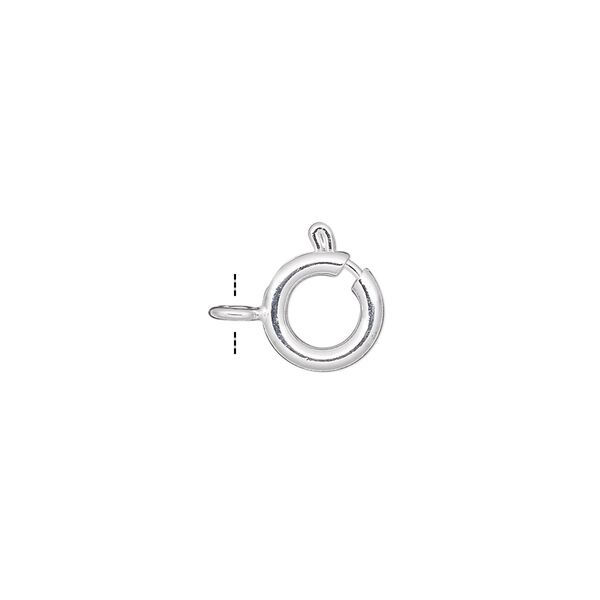 Springring 1pkg100 silver-plated, 9mm, brass clasp 1-strand image number 0