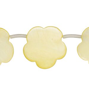 Mother-of-pearl shell 1pkg1, top-drilled flat flower bead 17 inch yellow 21x16mm-23x19mm