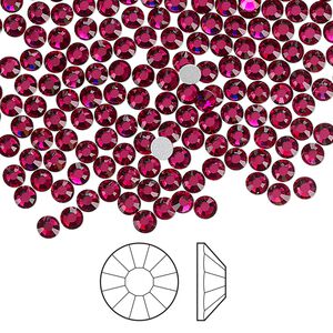 Flat back 1440pk ruby foil back, Preciosa Viva 12&reg; Czech crystal rhinestone 3-3.2mm chaton rose round SS12