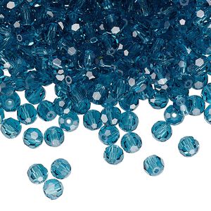 Bead 720pk indicolite, Preciosa Czech crystal 4mm round