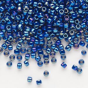 Seed bead, Dyna-Mites&trade;, glass, opaque rainbow cobalt, #8 round. Sold per 1/2 kilogram pkg.