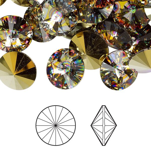 Chaton 12pk crystal peacock eye, Crystal Passions&reg; 12mm rivoli 1122 image number 0