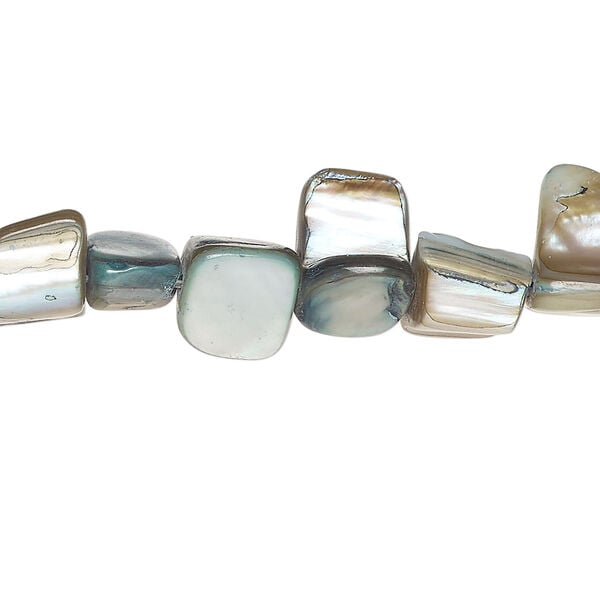 Mother-of-pearl shell 1pkg1, triangle tube bead 14 inch blue steel 8x6mm-12x9mm image number 0