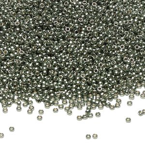 Seed bead, Miyuki 1pkg250g glass, #15 rocaille, Duracoat&reg; opaque galvanized sea green / outside dyed (RR-4215)