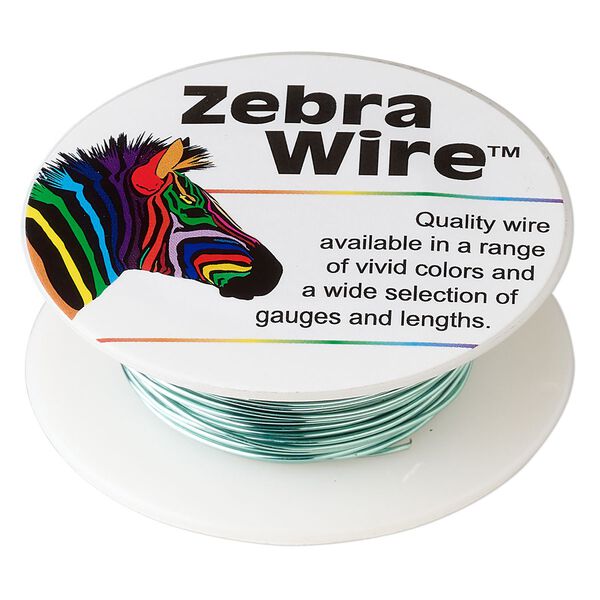 Wire, Zebra Wire&trade;, color-coated copper, aqua blue, round, 22 gauge. Sold per 15-yard spool. image number 0