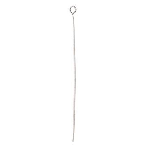 Eye pin 1pkg100 silver-plated, 2 inch, 24 gauge brass antique