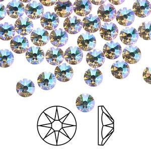 Flat back 144pk silk shimmer foil back, Crystal Passions&reg; 4.6-4.8mm rose round SS20 2088