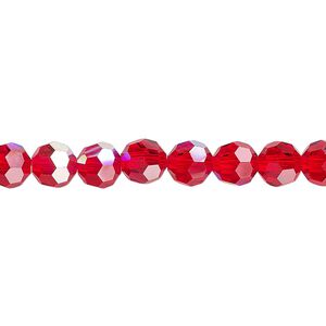 Bead 24pk light Siam AB, Preciosa Czech crystal 6mm round