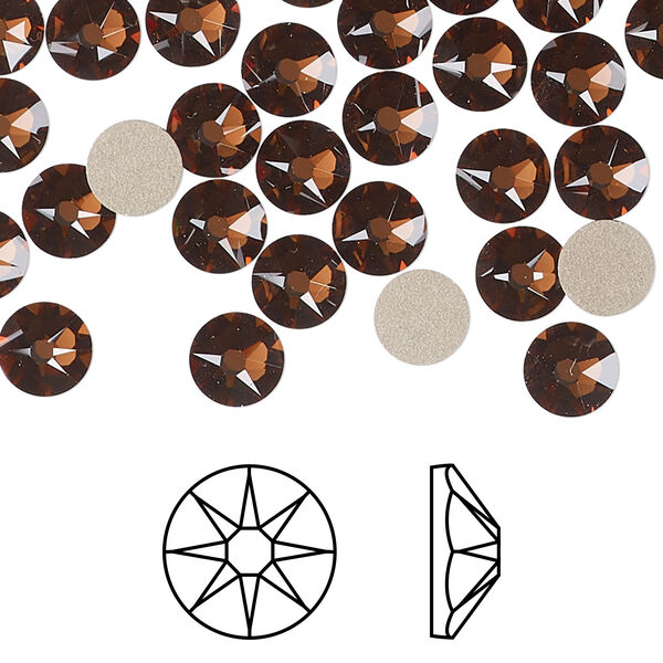 Flat back 1pkg288 smoked topaz foil back, Swarovski&reg; ReCreated&trade;, 6.32-6.5mm rose round SS30 2088 image number 0