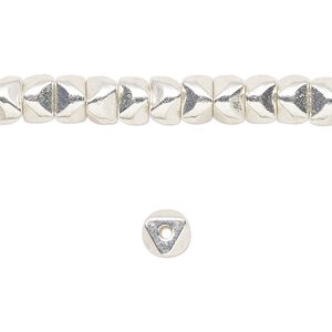 Bead 1pkg1 silver-finished, 6x4mm nugget, brass 8 inch