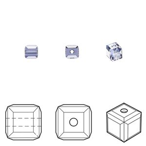 Bead 12pk tanzanite, Crystal Passions&reg; 4mm cube 5601