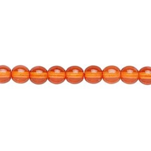 Bead, Czech dipped d&eacute;cor glass druk, orange, 6mm round. Sold per 15-1/2" to 16" strand.