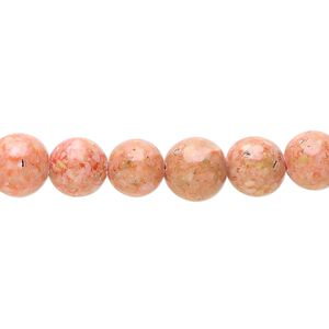 Multi-gemstone / mother-of-pearl shell / resin 1pkg1, round bead 15 inch pale orange 7-9mm