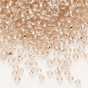 Seed bead, Dyna-Mites&trade;, glass, pkg/1/2kg, silver-lined translucent pink, #8 round.