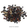 Bead mix, bone and horn (dyed), red / black / brown, 8mm-51x37mm mixed shape. Sold per 1/4 kilogram pkg, approximately 225 to 375 beads. image number 3