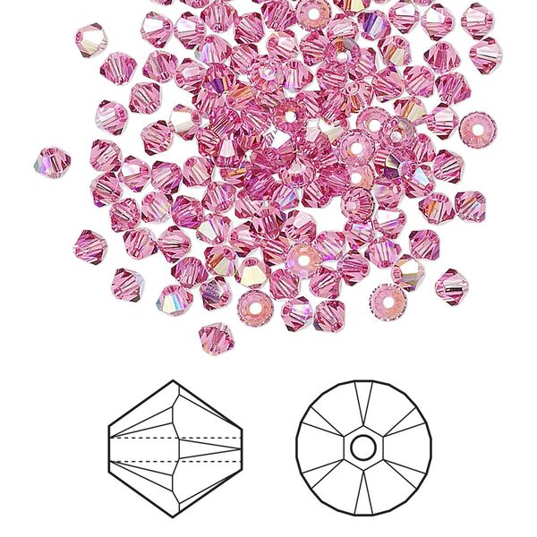 Bead 1440pk rose AB, Swarovski&reg; 3mm XILION bicone 5328 image number 0