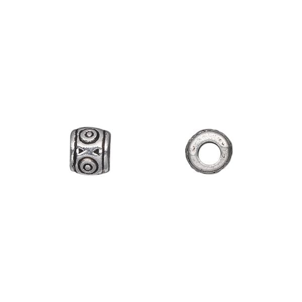Bead 1pkg50 silver-plated "pewter", 6mm drum, antique image number 0