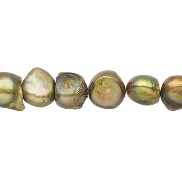 Freshwater pearl 1pkg1, flat-sided potato, 15.5-16 inch iris bronze 9-12mm cultured image number 0