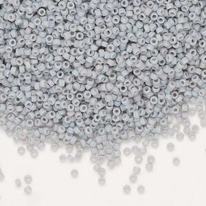 Seed bead, Miyuki, glass, pkg/35g, #15 rocaille, opaque matte rainbow ghost grey, (RR-498FR).