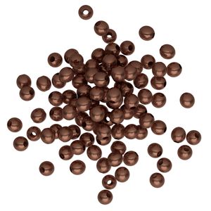 Bead 1pkg100 copper-plated, 3mm round, brass antique