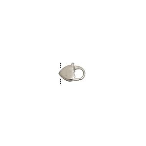 Clasp lobster claw 1pkg1, 16x10mm heart, stainless steel 1-strand