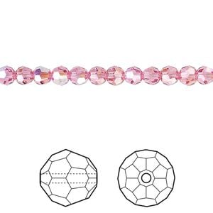 Bead 12pk rose AB, Crystal Passions&reg; 4mm round 5000