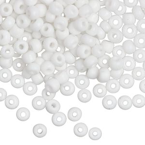 Seed bead, Miyuki, glass, pkg/250g, #6 rocaille, opaque white, (RR-402).