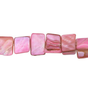Mother-of-pearl shell 1pkg1, triangle tube bead 14 inch bright pink 6x6mm-13x9mm