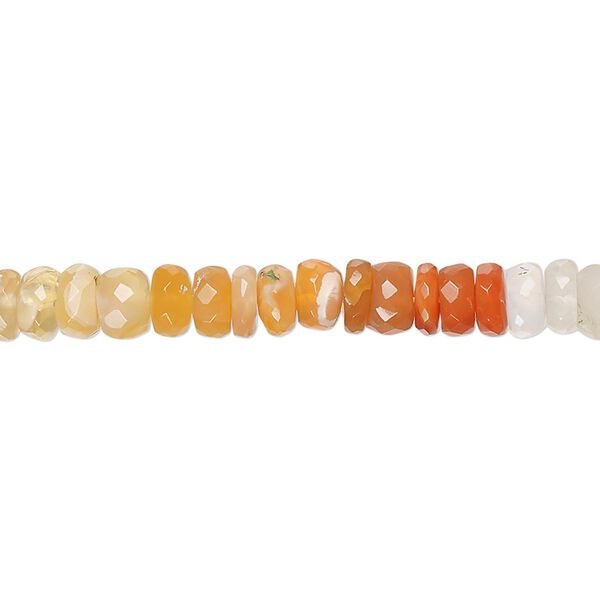 Fire opal 1pkg1, hand-cut faceted rondelle bead natural 17 inch 5x1mm-6x3mm image number 0
