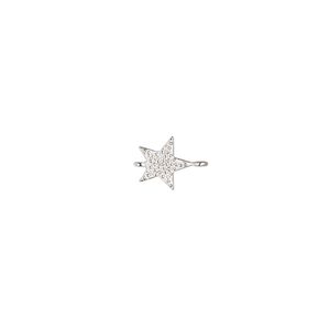 Link, sterling silver and cubic zirconia, clear, 7x6.5 star. Sold individually.