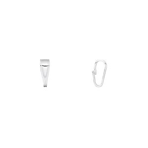Bail, sterling silver, 8x3mm snap-on, 6mm grip length. Sold per pkg of 20.