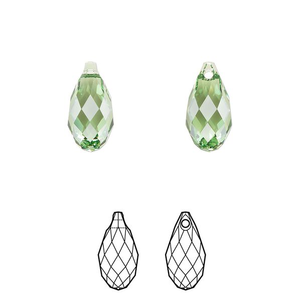 Briolette 144pk peridot, Swarovski&reg; ReCreated&trade; 13x6.5mm pendant drop 6010 image number 0