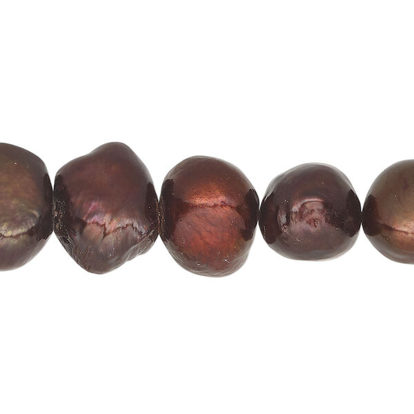 Freshwater 1pkg1, flat-sided potato pearl, 15 inch dark black cherry 12-15mm cultured image number 0
