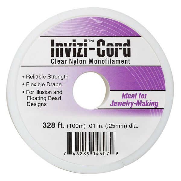 Cord, Invizi&trade;-Cord, nylon, clear, 0.25mm, 8-pound test. Sold per 100-meter spool. image number 0