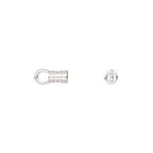 Crimp end 1pkg10 silver-plated, 5.5x3.5mm tube / loop / 2.2mm inside diameter, brass