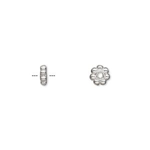 Bead 1pkg50 silver-plated "pewter", 6x2mm beaded rondelle