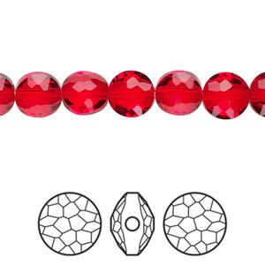 Bead 4pk light siam, Crystal Passions&reg; 8mm puffed round 5034