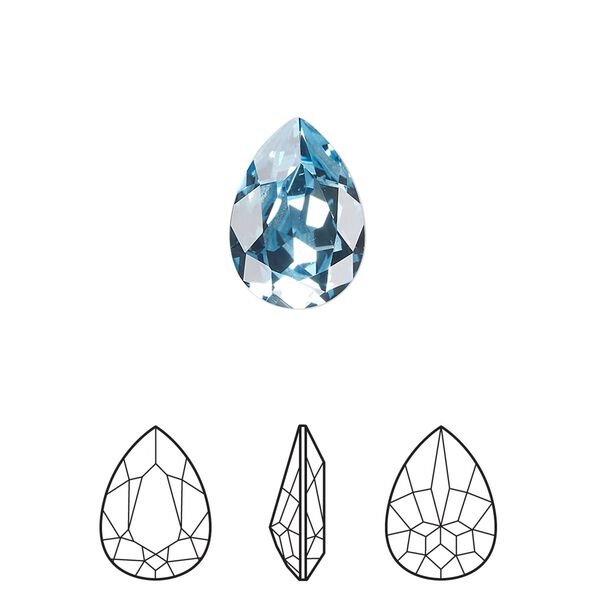 Fancy stone 144pk aquamarine foil back, Swarovski&reg; 14x10mm pear 4320 image number 0