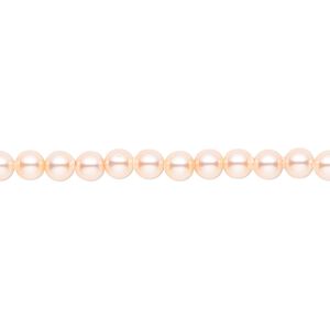 Pearl 100pk peach, Crystal Passions&reg; 4mm round 5810
